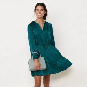 LC Lauren Conrad Teal Satin Mini Dress – Size M – NWT